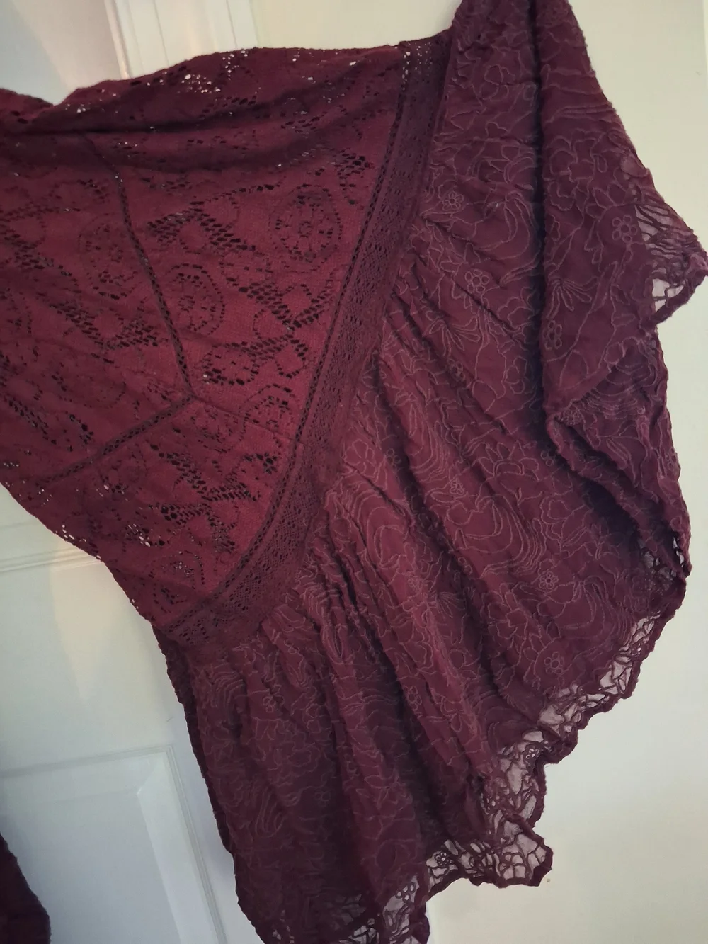 NEW Free People Burgundy Lace Make Me Love You Romper Pantsuit - Picture 6 of 15